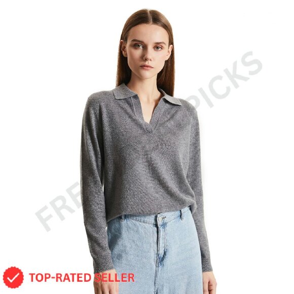 Super Lightweight Cashmere Polo Pullover Oversized Chic Minimal Spring Summer